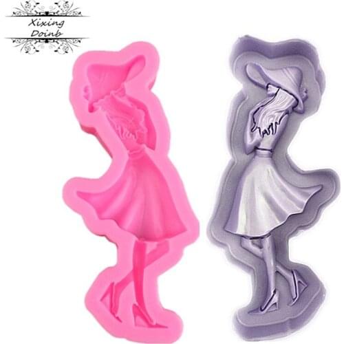 DIY beautiful girl shape food grade silica gel mold chocolate candy craft soft candy making tool cake decoration mold