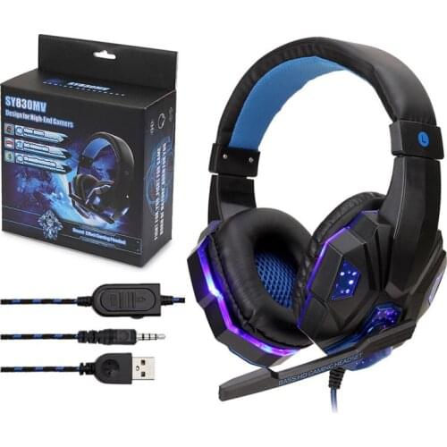Led Light Gamer Headset for Computer PS4 xbox Gaming Headphones Adjustable Bass Stereo Wired Earphones With Mic наушники