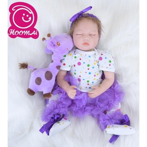 55CM Brown Curved Moair Baby Alive Doll Reborn Baby Dolls Lifelike Silicone Newborn Doll Kids Toys