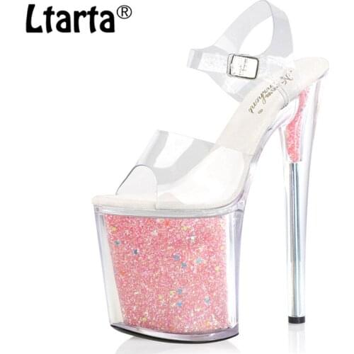 Ltarta Fish Mouth Sandals Shiny Transparent 20CM Sexy Pole Dance High Heels Catwalk Nightclub Shoes Sandals Women LYP