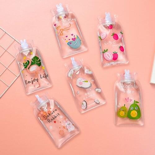 Small Portable Hand Warmer Water Injection Storage Bag Cartoon Mini Warmer Hand Hot Water Bottle Cute Transparent Heat Bag
