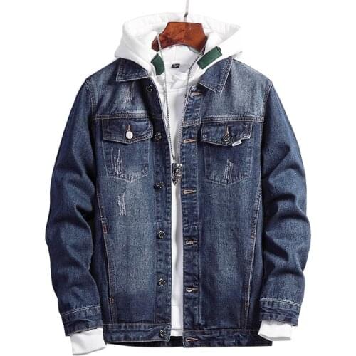Mcikkny Men Cargo Casual Denim Jackets Loose Trucker Outwear Coats For Male Clothing Plus Size S-6XL