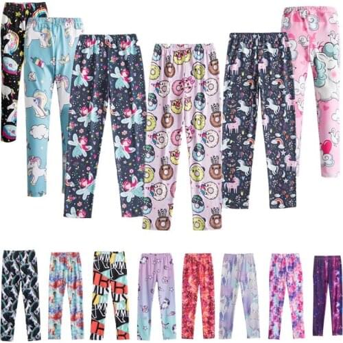 Girls Soft Leggings For Kids Floral Print Skinny Pencil Pants Children 2 3 4 5 6 7 8 9 Year Cartoon Pattern Stretch Trousers