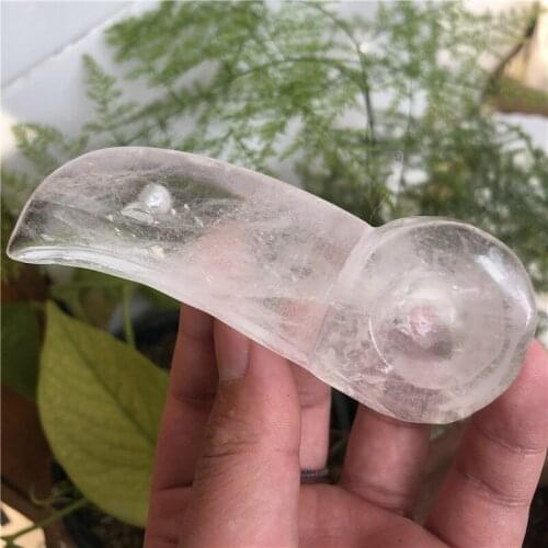 Bird head Natural Clear quartz stone crow hand-carved boutique unique bedroom ornaments animal crafts Statues & Sculptures