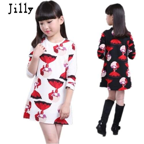 New kids Beauty cartoon Character baby kids Girl Dresses Long Sleeve Children Clothing Kids Girls Dress Denim Kids Clothes 3-13Y