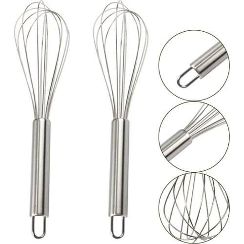8/10/12 Inches) Stainless Steel Egg Beater Hand Whisk Mixer Kitchen Tools Butter Blender Schneebesen Batidor De Huevos