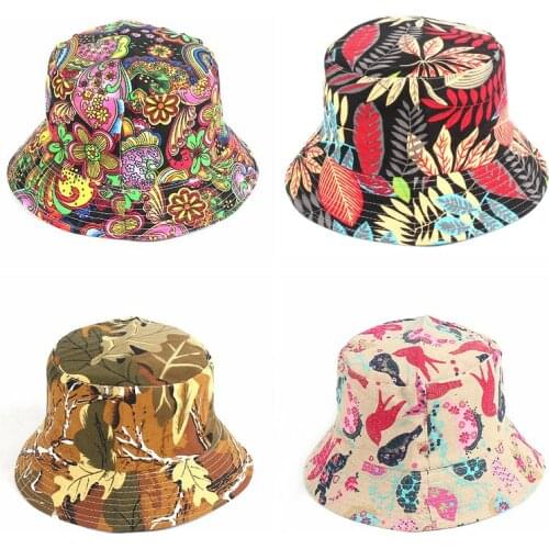 Summer Panama Bucket Hat Hip Hop Bucket Cap Women Men Fashion Reversible Bob chapeau Femme Floral Fisherman Hat