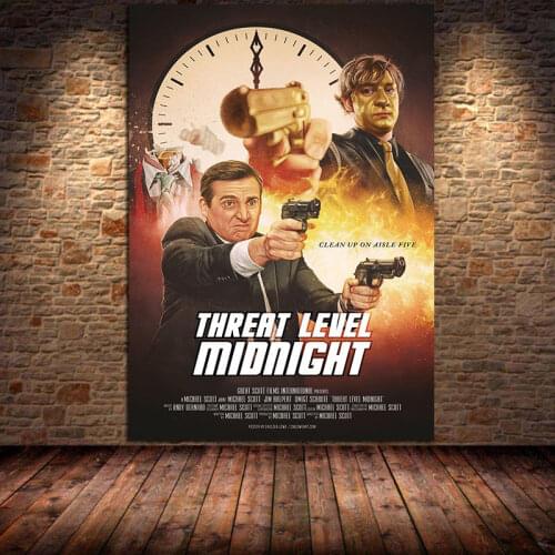 Threat Level Midnight Canvas Painting The Office Favorite Tv Show Poster and Print Michael Scott Prison Mike Wall Art Unframed