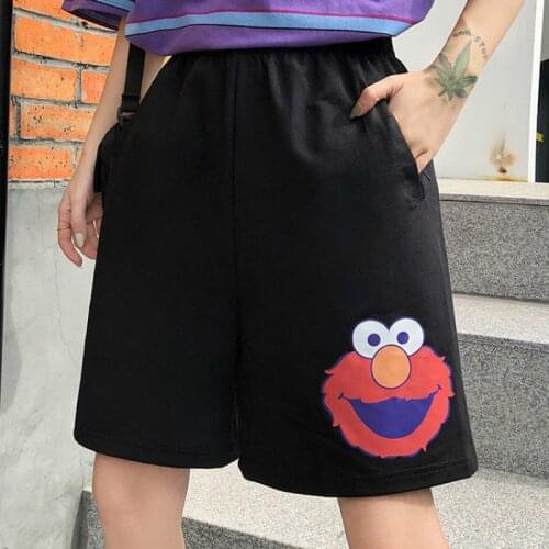 Shorts Female Summer Lovely Print High Waist Black Shorts Harajuku Casual Sports Shorts Unisex Fashion HotPants Running