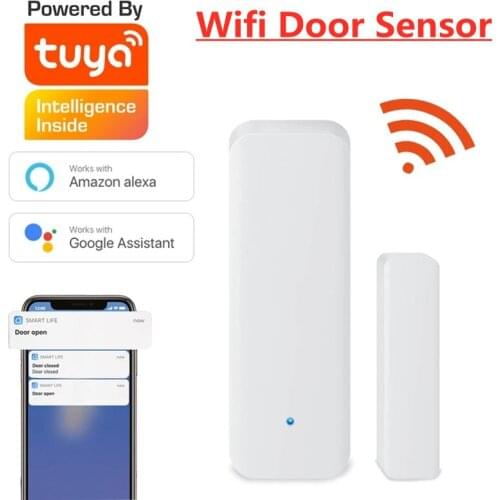 Tuya Smart WiFi Door Sensor Door Open / Closed Detectors Wifi Home Alarm Compatible With Alexa Google Home Tuya APP