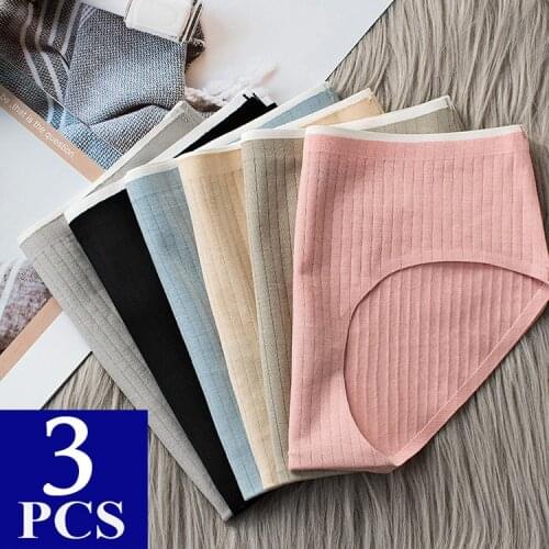 3pcs/lot Womens Underpants Cotton Panties Briefs Sweet Underwear Seamless Green Lingerie Tanga Striped Undershorts Femme