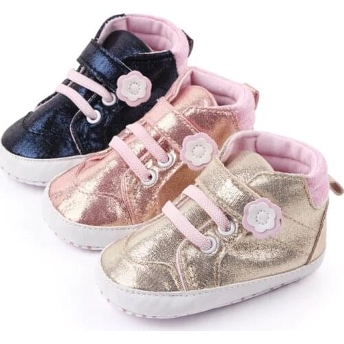 Infant Newborn Baby Girls Flower Spring Lace-Up First Walkers Sneakers Shoes Toddler Classic Casual Shoes