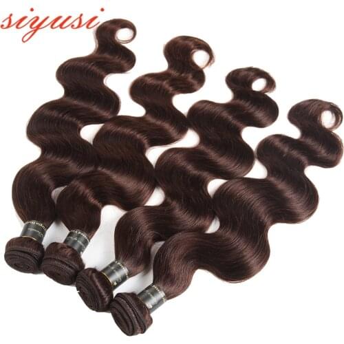 SIYUSI Hair Extensions Brazilian Body Wave Human Hair Bundles Dark Brown Burgundy Honey Blonde Body Wave Bundles Hair
