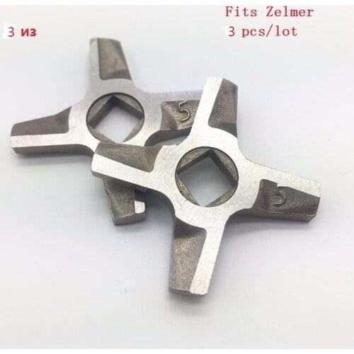 3 Pieces Meat Grinder Parts #5 Blade Mincer Knife A86.1009 fits Zelmer