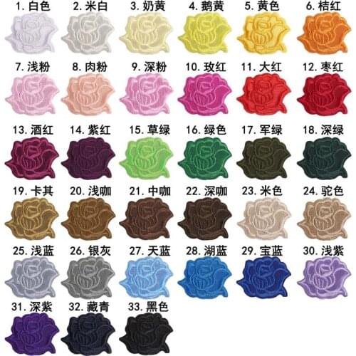 100pcs/lot Small Embroidery Patches Rose Flower 33Colors Gold Clothing Accessories Bag Biker Decoration Badge Iron Heat Transfer