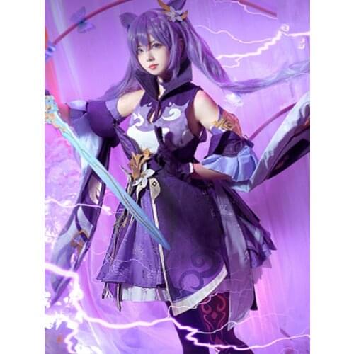 2021 New Game Genshin Impact Cos Suit KEQING Game Suit C Suit Cute Cosplay Costume Female，In Stock
