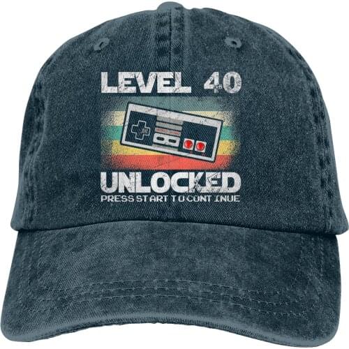 40 Year Old Fourty Birthday Gift Level 40 Unlocked Gamer The Baseball Cap Peaked capt Sport Unisex Outdoor Custom Hats