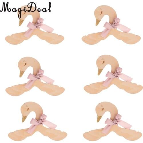 6 Pieces Lovely Swan Pink Bow Baby Kids Room Nursery Wooden Coat Clothes Hook Hanger