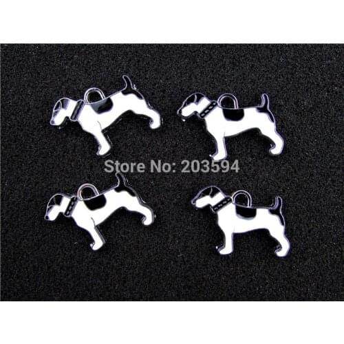 AE510 Mix Color 20Pcs Alloy Metal Enamel Dog Charms Pendants 26x19mm