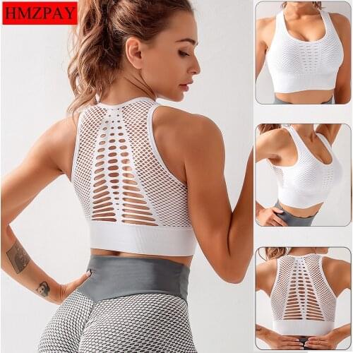 10 Colors Summer Hollow Sexy Beautiful Back Seamless Sports Bra Female Shockproof Gathering Gym Yoga Running Fitness Underwear