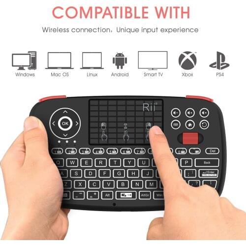 Bluetooth 2.4GHz dual mode mini wireless keyboard air mouse with touchpad - Black