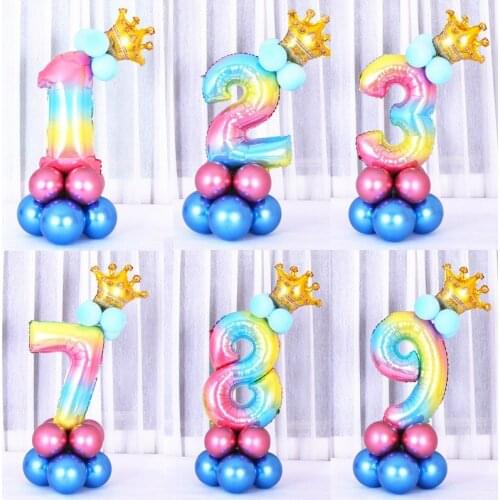 32inch Foil Number Balloons Stand Air Ballons Chain Birthday Balony Helium Confetti Globos Birthday Party Decorations Kids Balls