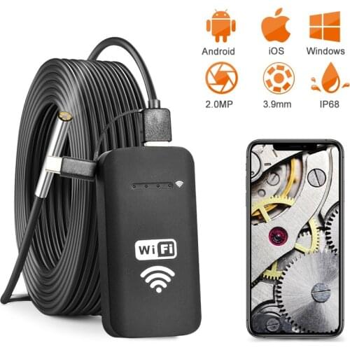 Newest 3.9MM 2.0MP wifi Endoscope Camera IP67 Waterproof 720P HD Inspection Snake Camera for Android and iOS Smartphone, Tablet