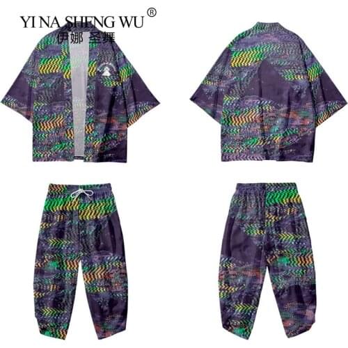 Kimono Japanese Costume Print Kimono Mens Suit Harajuku Women Tops Japan Haori Fashion Cardigan Yukata Coats Robe Loose Jackets