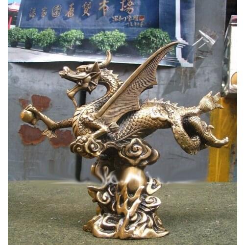 Chinese Antique dragon Bronze Statues Christmas Gifts Bronze Statue wedding copper Decoration real Brass