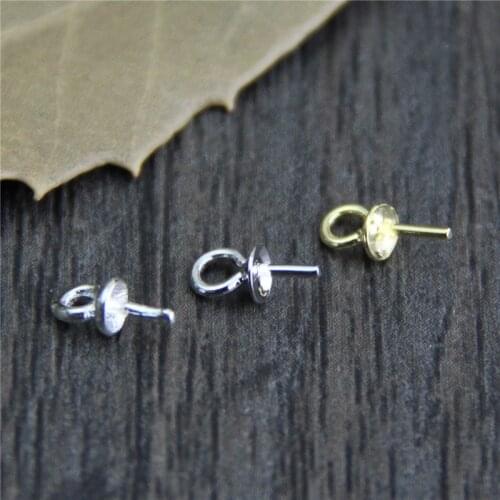 5pcs/lot 925 Sterling Silver Pearl Beads Connector End Caps Dangle Earring End Clasp Bails DIY Jewelry Making Findings For Women