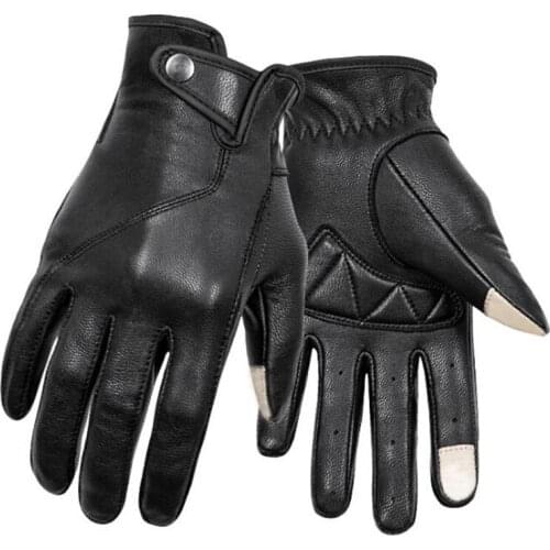 Leather Gloves Full Finger Guantes Moto Anti-Fall Motorbike Breathable Riding Gloves Touch Screen Cycling Gloves Four Seasons