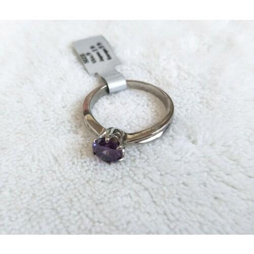 Fashion Women Crystal Ring Silver Color Stainless Steel Purple Crystal Rings Jewelry For Women