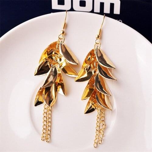 Trendy Metal Tassel Earring Long Leaf Earrings Earrings for Women Statement Fashion Jewelry Party
