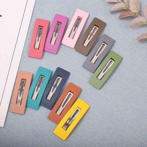Fashion Women Girls Candy Color Square Hair Clip BB Hairpins Metal Barrettes Styling Tools Hair Accessories for Daily Life