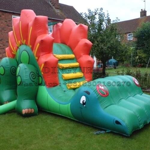 Cartoon Slide Inflatable Land Slide with Dinosaur Design Outdoor Kids Bounce Game