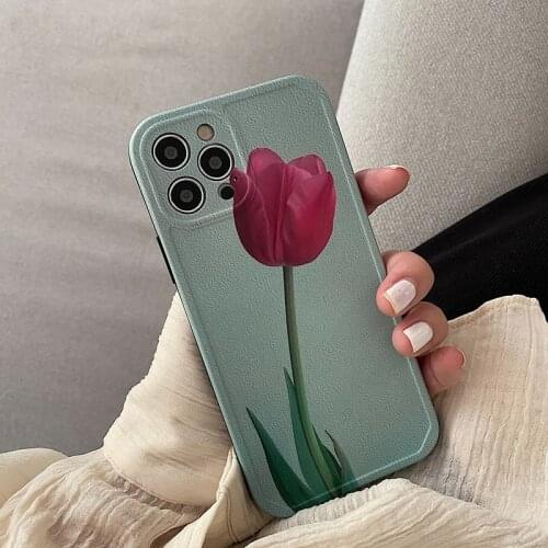 High quality 3D tulip Rose Flower soft silicon Phone Case For apple iPhone 12 Pro Max MiNi 7 8 Plus X XS XR 11 SE 2 2020 Cover