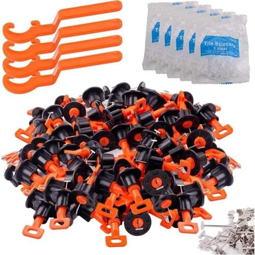 Tile Leveling System Kit with 100Pcs Tile Leveler & 4 Special Wrenches & 500Pcs 2mm Tile Spacers