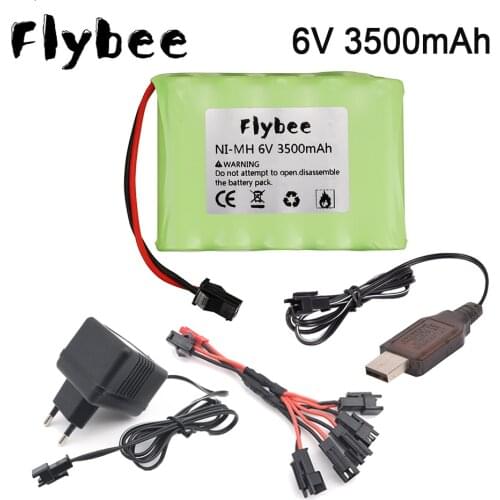 6v 3000mah NiMH Battery + charger For Rc toys Cars RC Tanks RC Truck Robots Boats Guns Ni-MH AA 3500MAH 6v Rechargeable Battery