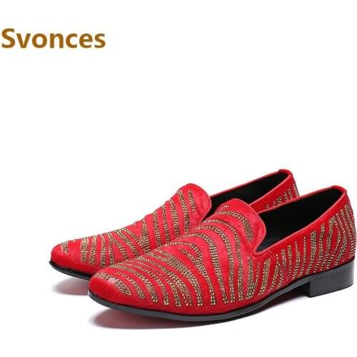 New Factory Customized Mens Shoes Luxury Black Red Crystal Horsehair Flats Slip-on Loafers Comfortable Casual Brand Shoes Man 46