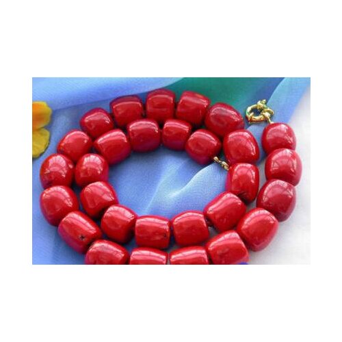 Column red coral bead NECKLACE
