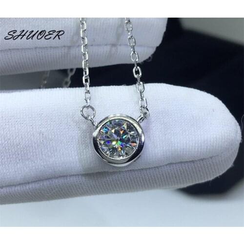 Classic 925 Sterling Silver Round Brilliant Cut 1 Carat Pass Diamond Tester D Color Moissanite Cute Cat Shape Pendant Necklace