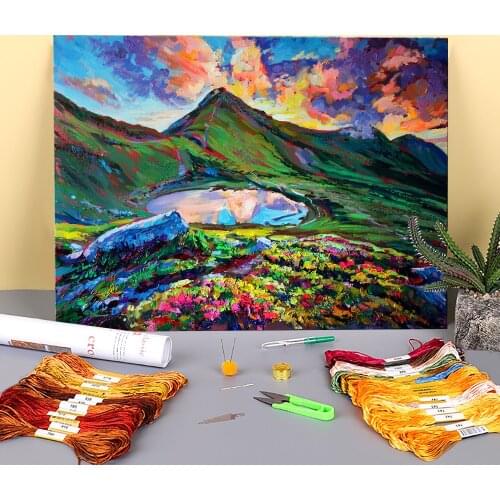 Landscape Printed 11CT Cross Stitch DIY Embroidery Kit DMC Threads Handicraft Painting Hobby Sewing Mulina Wholesale