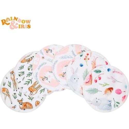 Rainbow&Iris Nursing Pad Washable Waterproof Breastfeeding Maternity Pads For Mum 6pcs/Pack