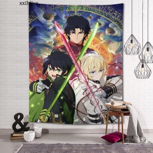 Custom Tapestry Seraph Of The End Printed Large Wall Tapestries Hippie Wall Hanging Bohemian Wall Art Decoration Room Decor