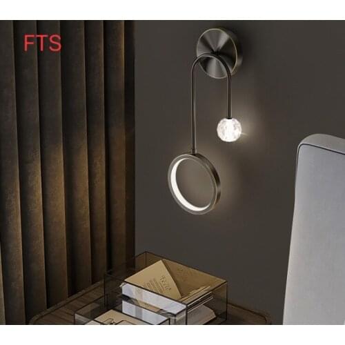 Modern minimalist long strip wall lamp bedroom bedside light Nordic copper light luxury wall lamp living room hotel wall lampS
