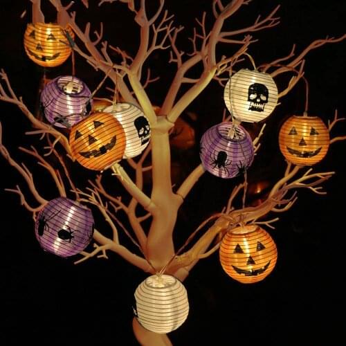 LED Pumpkin Lights Halloween Decoration 3D Halloween Lantern Outdoor Hanging String Light Props Home Party Decoration