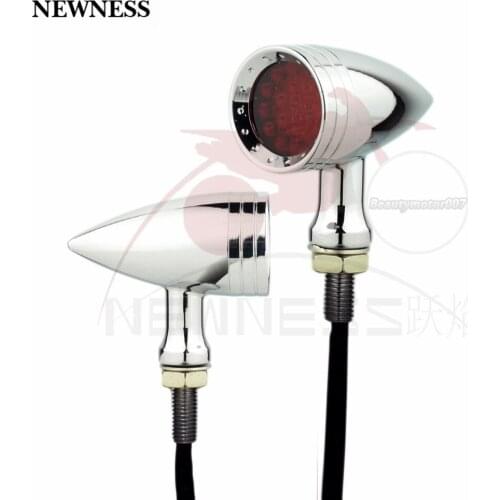 Universal Motorcycle Chrome 20LED Red Turn Signal Light for Harley Davidson Cafe Racer Bullet Motorbike Flashers Cruiser Chopper