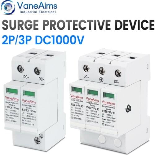 Surge Protective Device SPD DC1000V 2P20~40KA Low-voltage Arrester DC Lightning arrester Solar Outdoor Power Surge 2P3P PV