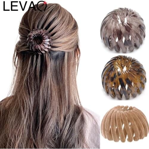 Levao Velvet Buckle Hairpins Bird Nest Bun Hairpin for Women Ponytail Holder Hair Claw Clips Solid Color Hair Clip Headwear