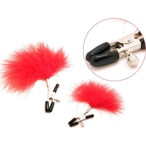 1Pair Feather Nipple Clamps Clip Female Breast Clip Massage Nipple Massager Sex Toys For Women